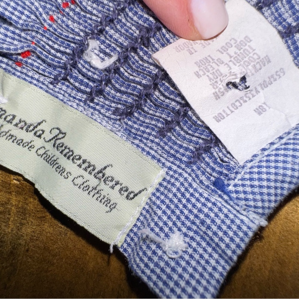 Handmade Smocked Dress – Heirloom Quality | Classic Blue Gingham sz 18 Month - Picture 5 of 5